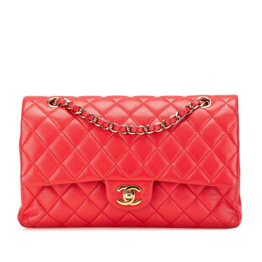 Chanel Caviar Skin Matelasse 25 Double Flap Chain Shoulder Bag